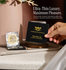 Premium Latex Condom inside a Black Condom Wallet